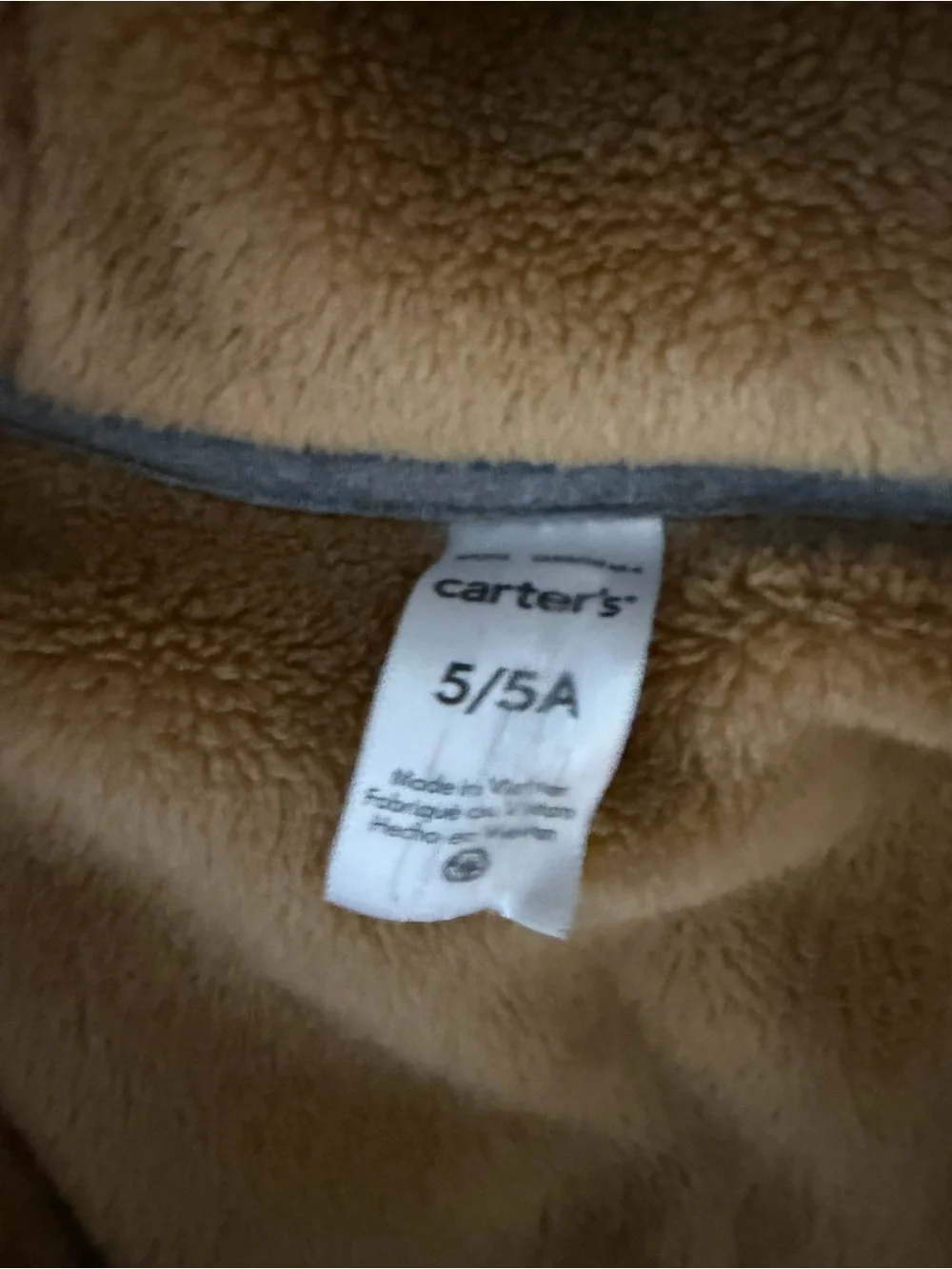 Carter's 5T Gray Sherpa Lined Hooded Zip Hoodie Jacket